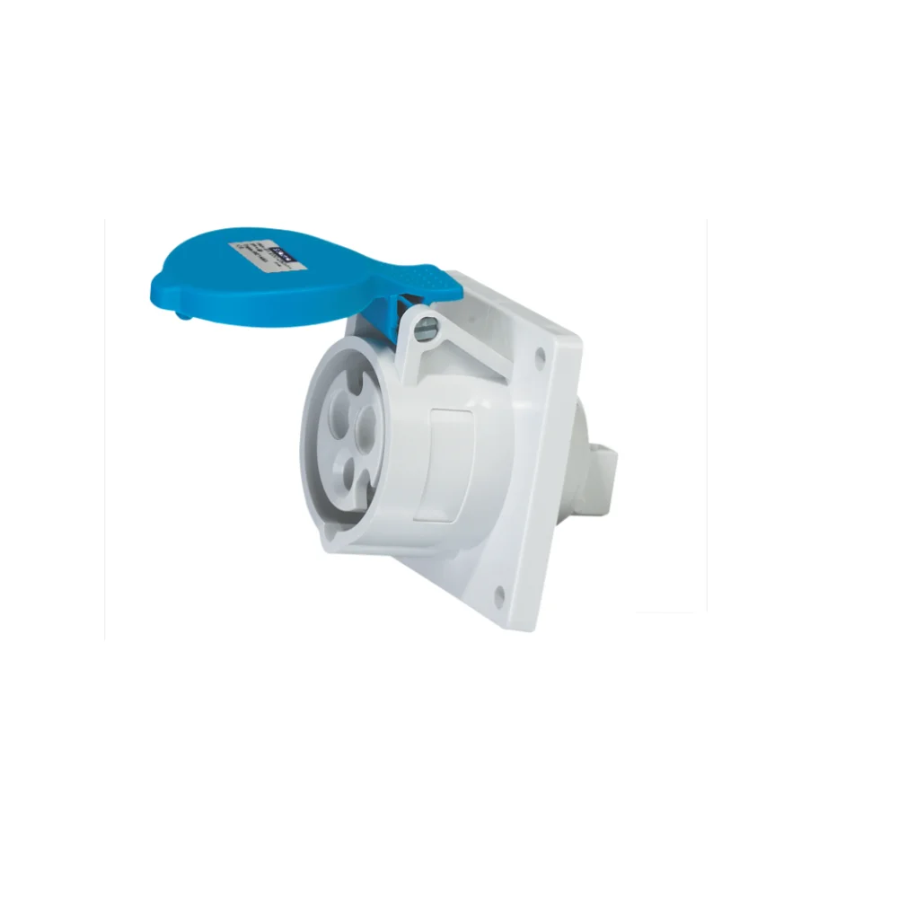 9 Electric Industrial Socket 16-20 A, 2 Pole+E, Panel Mounted, IP 44, 230 V, 6H | 9E 1366